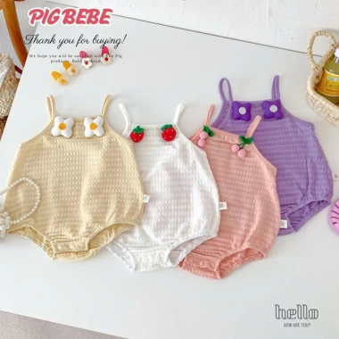 Bodysuit Bé Gái Pig BeBe 2 Dây 4 Màu Cotton Hạt, Siêu Xinh 3‑12kg Giá 119k Bodysuit Bé Gái Pig BeBe 2 Dây 4 Màu Cotton Hạt, Siêu Xinh 3‑12kg Giá 119k