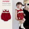 Bodysuit Bé Gái Pig BeBe Đỏ Cổ Sen Ren, Cotton 100% Mềm Mịn, Giá 129.000₫