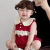 Bodysuit Bé Gái Pig BeBe Đỏ Cổ Sen Ren, Cotton 100% Mềm Mịn, Giá 129.000₫ 3