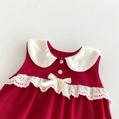 Bodysuit Bé Gái Pig BeBe Đỏ Cổ Sen Ren, Cotton 100% Mềm Mịn, Giá 129.000₫ 7