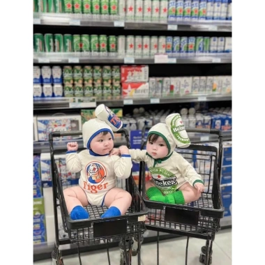 Bodysuit bé trai, bé gái hoạ tiết Bánh Chưng, Tiger, Heineken - Tết kèm mũ, chỉ 69.000đ 7