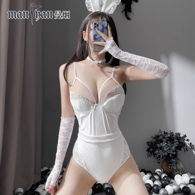 Bodysuit Cosplay Bé Thỏ gợi cảm - kèm bờm tai dài, vòng cổ và cục bông quyến rũ 2