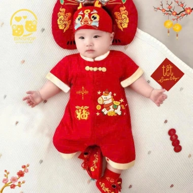 Bodysuit Cotton Tết Tài Lộc 2.026 cho bé 0-12 tháng, áo liền quần giảm giá 119k