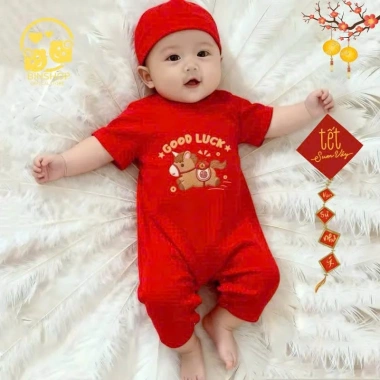 Bodysuit Cotton Tết Tài Lộc 2.026 cho bé 0-12 tháng, áo liền quần giảm giá 119k