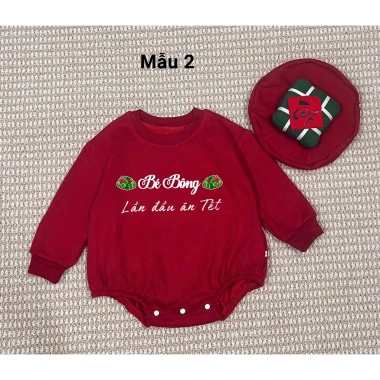 Bodysuit Đỏ In Tên Bé, Mũ Bánh Chưng, Túi Lì Xì - Nỉ Bông ấm áp, Giá ưu đãi 279k 3