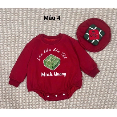 Bodysuit Đỏ In Tên Bé, Mũ Bánh Chưng, Túi Lì Xì - Nỉ Bông ấm áp, Giá ưu đãi 279k 5