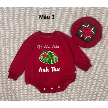 Bodysuit Đỏ In Tên + Mũ Bánh Chưng, Túi Lì Xì Cho Bé Dịp Tết - Nỉ Bông Ấm Áp, Giá Ưu Đãi 279k 4