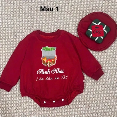 Bodysuit Đỏ In Tên + Mũ Bánh Chưng, Túi Lì Xì Cho Bé Dịp Tết - Nỉ Bông Ấm Áp, Giá Ưu Đãi 279k 7
