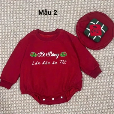 Bodysuit Đỏ In Tên + Mũ Bánh Chưng, Túi Lì Xì Cho Bé Dịp Tết - Nỉ Bông Ấm Áp, Giá Ưu Đãi 279k 8