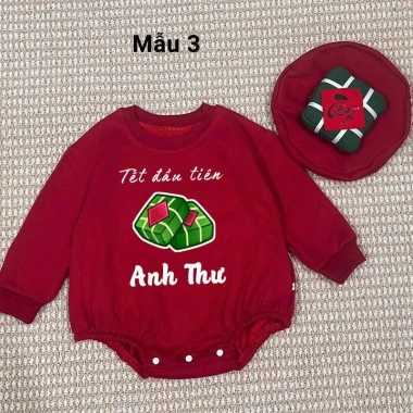 Bodysuit Đỏ In Tên + Mũ Bánh Chưng, Túi Lì Xì Cho Bé Dịp Tết - Nỉ Bông Ấm Áp, Giá Ưu Đãi 279k 9