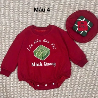 Bodysuit Đỏ In Tên + Mũ Bánh Chưng, Túi Lì Xì Cho Bé Dịp Tết - Nỉ Bông Ấm Áp, Giá Ưu Đãi 279k 10