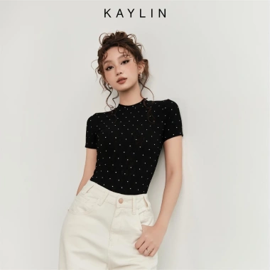 Bodysuit Kaylin chấm bi ôm dáng, vải thun flow, gợi cảm - BST Hè 2.025, giảm 310k