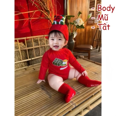 Bodysuit sơ sinh kèm mũ bánh chưng, bánh tét – Thoáng mát, mềm mịn, thích hợp ngày Tết hè 4