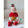 Bodysuit Tết dài tay và mũ yếm cho bé, in bánh chưng, cotton mềm mịn, 45k