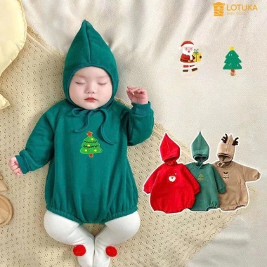 Bodysuit Tết Ngựa 2.026 kèm mũ, Bodychip Rồng Noel, nỉ bông ấm áp bé 0-12 tháng - Giá 119k 2