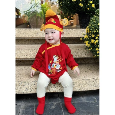 Bodysuit Thần Tài Tết cho bé 7-14kg cotton mềm mại, giảm giá 219k