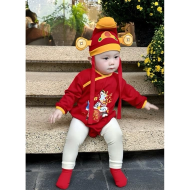 Bodysuit Thần Tài Tết cho bé 7-14kg cotton mềm mại, giảm giá 219k 3 Bodysuit Thần Tài Tết cho bé 7-14kg cotton mềm mại, giảm giá 219k 3