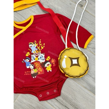 Bodysuit Thần Tài Tết cho bé 7-14kg cotton mềm mại, giảm giá 219k
