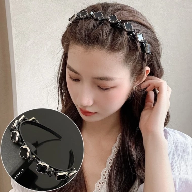 Bờm băng đô cài tóc đính đá - Kẹp tóc bện, đội đầu phong cách Hàn Quốc xinh xắn 3