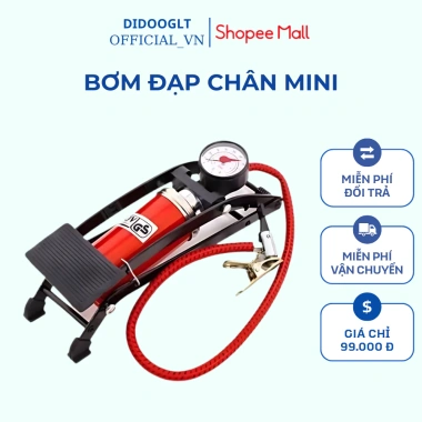 Bơm Đạp Chân Mini 1 Piston Đa Năng Xe Đạp Xe Máy Ô Tô Phao Bóng - Nhỏ Gọn Tiện Lợi An Toàn