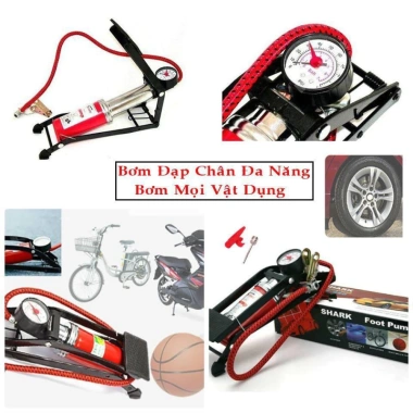 Bơm Đạp Chân Mini 1 Piston Đa Năng Xe Đạp Xe Máy Ô Tô Phao Bóng - Nhỏ Gọn Tiện Lợi An Toàn
