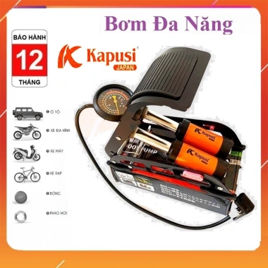 Bơm Hơi Đạp Chân Kapusi Mini Đa Năng 2X/1X Lanh - Siêu Khỏe, Giá 105.000 VND