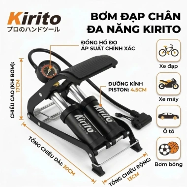 Bơm Hơi Đạp Chân Kapusi Mini Đa Năng 2X/1X Lanh - Siêu Khỏe, Giá 105.000 VND