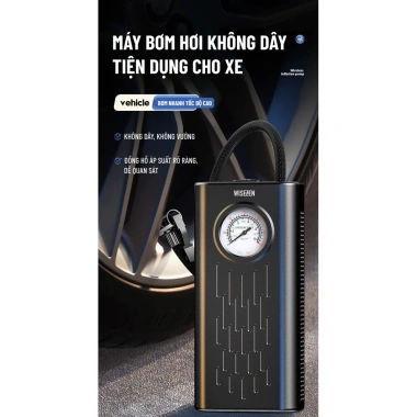 Bơm Lốp Điện Wisezen Không Dây Cầm Tay, Theo Dõi Áp Suất, Phù Hợp Xe Ô Tô, Xe Máy, Xe Đạp - Bảo Hành 24 Tháng
