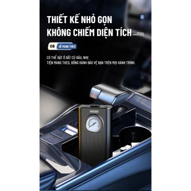 Bơm Lốp Điện Wisezen Không Dây Cầm Tay, Theo Dõi Áp Suất, Phù Hợp Xe Ô Tô, Xe Máy, Xe Đạp - Bảo Hành 24 Tháng