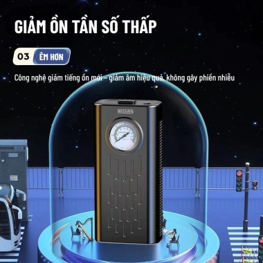 Bơm Lốp Ô Tô Điện Wisezen - Pin Dài, Tự Động Dừng Khi Đầy, Nhỏ Gọn, Siêu Nhanh, Giá 169k 3