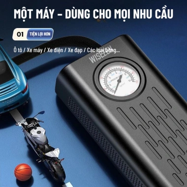 Bơm Lốp Ô Tô Điện Wisezen - Pin Dài, Tự Động Dừng Khi Đầy, Nhỏ Gọn, Siêu Nhanh, Giá 169k 4