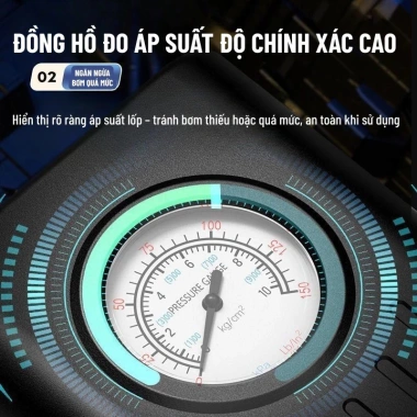 Bơm Lốp Ô Tô Điện Wisezen - Pin Dài, Tự Động Dừng Khi Đầy, Nhỏ Gọn, Siêu Nhanh, Giá 169k 8