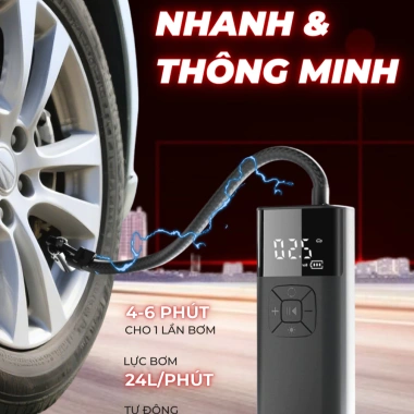 Bơm lốp ô tô & xe máy XCHAT tự động 6.000mAh, công suất cao, động cơ Đức, bảo hành 24 tháng - 759.000 VND 2
