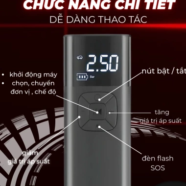 Bơm lốp ô tô & xe máy XCHAT tự động 6.000mAh, công suất cao, động cơ Đức, bảo hành 24 tháng - 759.000 VND 7