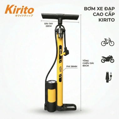 Bơm tay KIRITO/Stanlays cho xe máy và xe đạp - Thiết kế thông minh, 60.000 VND