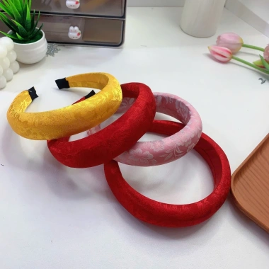 Bờm tóc mẹ và bé Y348 - bờm tết gấm xốp phồng phối áo dài, giá ưu đãi 42.000₫ 6