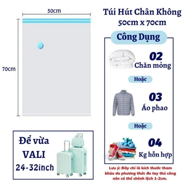 Bơm túi hút chân không mạnh cho quần áo, chăn màn - Thao tác dễ dàng, giá 7.000₫