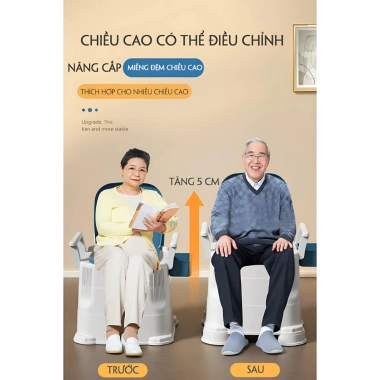 Bồn Cầu Di Động cho Người Già & Bà Bầu - Tay Vịn Chắc Chắn, Tựa Lưng, Trọng Tải 100kg, 612k