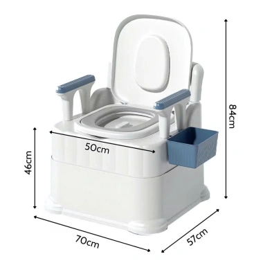 Bồn Cầu Di Động cho Người Già & Bà Bầu - Tay Vịn Chắc Chắn, Tựa Lưng, Trọng Tải 100kg, 612k