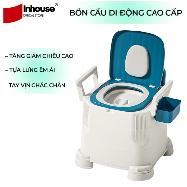 Bồn cầu di động tăng giảm chiều cao, chống trượt, khử mùi, tay vịn chắc chắn, tải trọng 100kg - Bô vệ sinh người già