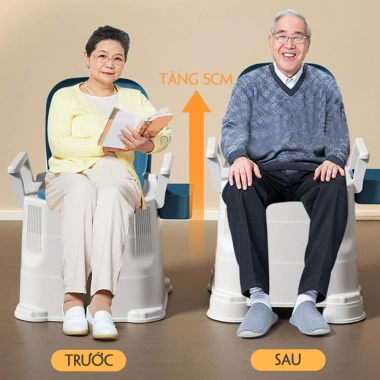 Bồn cầu di động tăng giảm chiều cao, chống trượt, khử mùi, tay vịn chắc chắn, tải trọng 100kg - Bô vệ sinh người già