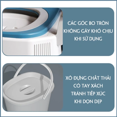 Bồn cầu di động tăng giảm chiều cao, chống trượt, khử mùi, tay vịn chắc chắn, tải trọng 100kg - Bô vệ sinh người già