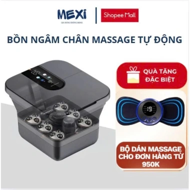 Bồn ngâm chân massage gấp gọn MEXI tự động – Con lăn, hồng ngoại, sục khí, chỉ 590k