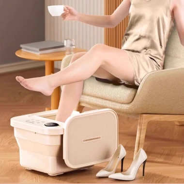 Bồn ngâm chân massage gấp gọn MEXI tự động – Con lăn, hồng ngoại, sục khí, chỉ 590k