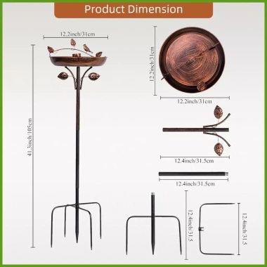 Bồn tắm chim cao 41 inch Vintage kim loại - 5 chốt cọc, greiwe2vn, giảm giá 17% 10