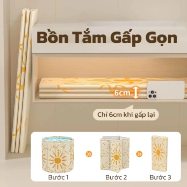 Bồn tắm gấp gọn HPS cho người lớn, 7 lớp giữ nhiệt 3h, dễ tháo lắp, bể bơi gấp gọn bé 150L - Giá 369.000₫ 7