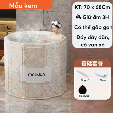 Bồn tắm gấp gọn HPS cho người lớn, 7 lớp giữ nhiệt 3h, dễ tháo lắp, bể bơi gấp gọn bé 150L - Giá 369.000₫ 10