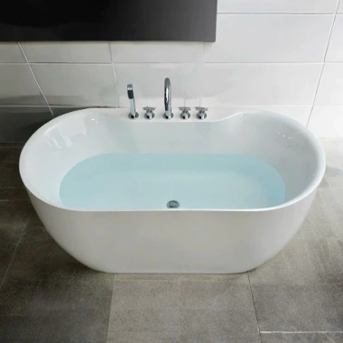 Bồn tắm oval viền sóng 1.7m 1.6m 1.5m có bộ vòi không massage giảm giá 8,8 triệu