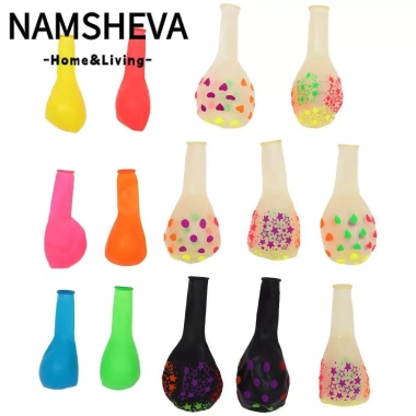 Bong Bóng Neon 12 Inch NAMSHEVA 120 Chiếc UV Trái Tim Đen Đầy Màu Sắc Sinh Nhật