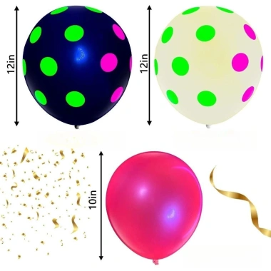 Bong Bóng Neon 12 Inch NAMSHEVA 120 Chiếc UV Trái Tim Đen Đầy Màu Sắc Sinh Nhật 2 Bong Bóng Neon 12 Inch NAMSHEVA 120 Chiếc UV Trái Tim Đen Đầy Màu Sắc Sinh Nhật 2